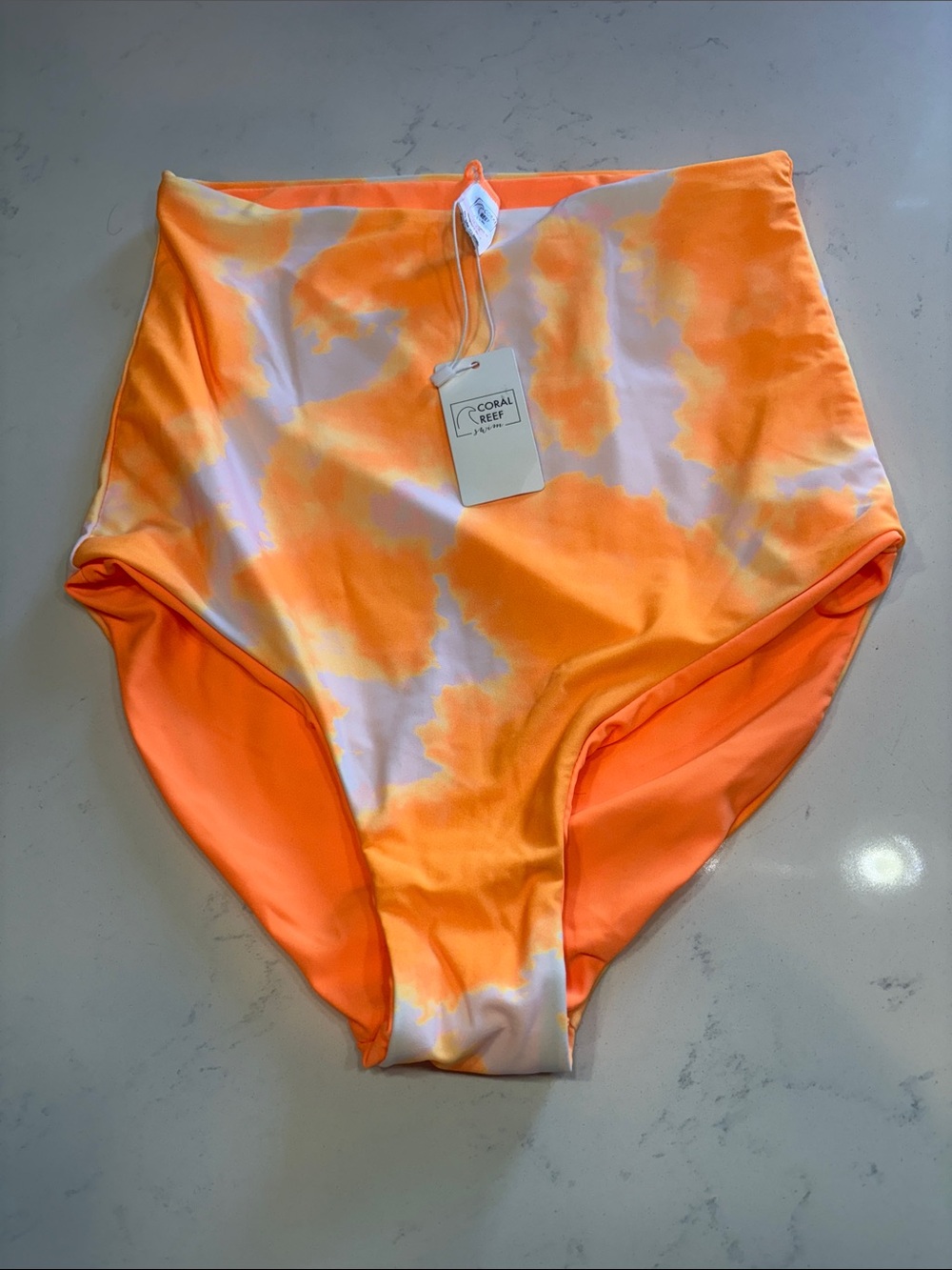 Coral Reef High-Waist Tie-Dye Orange Swim Bottoms